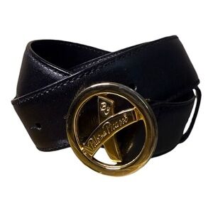 Paloma Picasso‎ Black Belt with Gold Buckle L/80